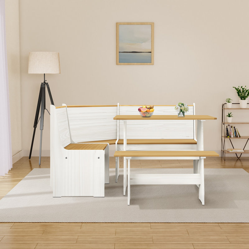 Latitude Run Berna 3 Piece Solid Wood Corner Dining Set Reviews Wayfair